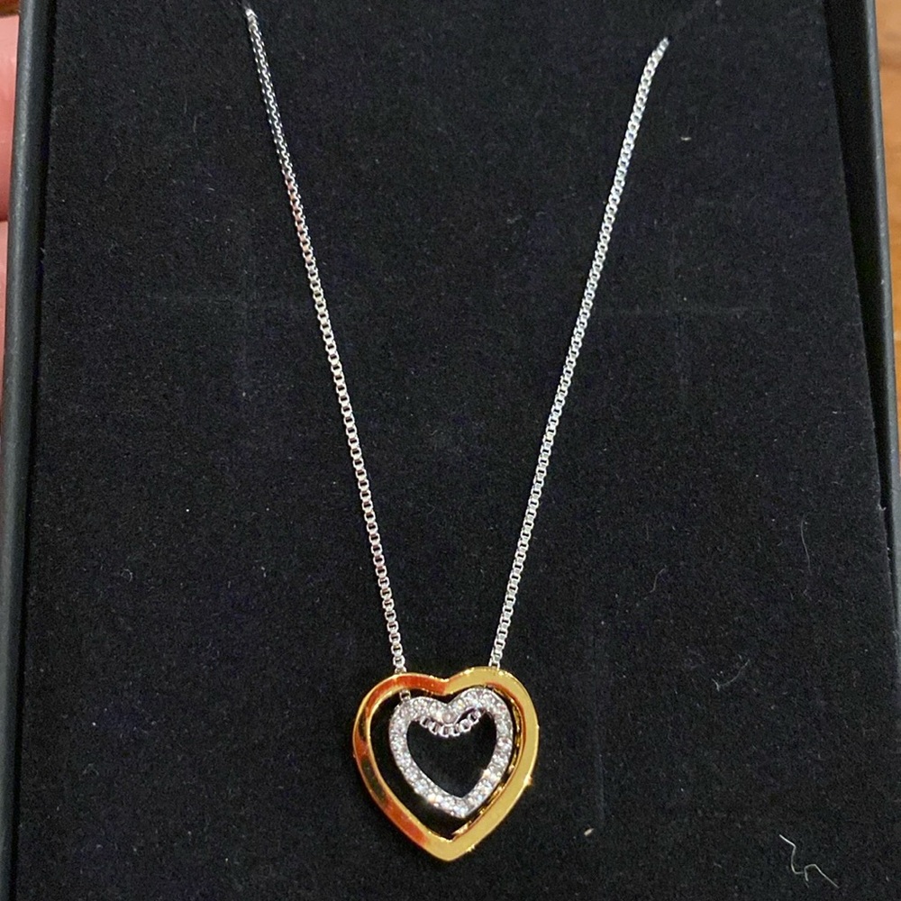 NWT Xinjue Silver Necklace with Gold Heart